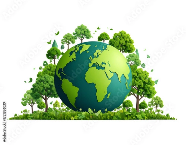 Fototapeta Firefly_palm tree on transparent background. Floral background. png - Firefly_-Eco-Care- Hand holding green grass and cityscape, symbolizing environment preservati  (3)