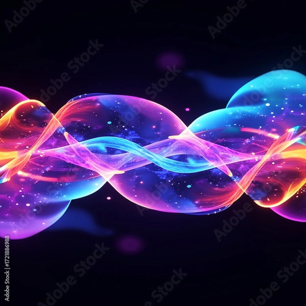 Fototapeta vortex, frequency, gradient, science, luminous, physics, holographic, vibrant, fractal, symmetry, 