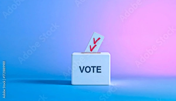 Fototapeta Voting box with gradient background, election image, Time to vote