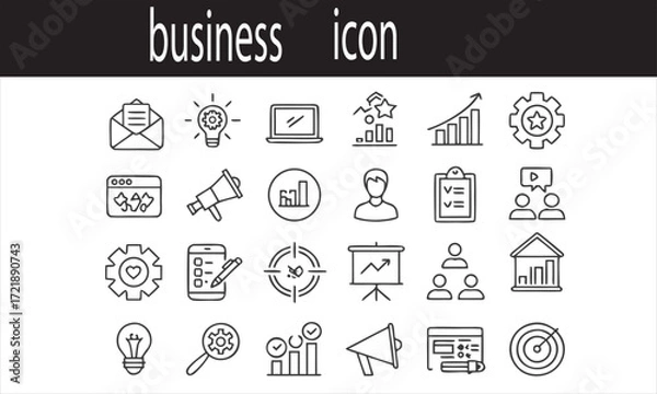 Fototapeta Hand drawn business icons representing growth strategy and marketing concepts