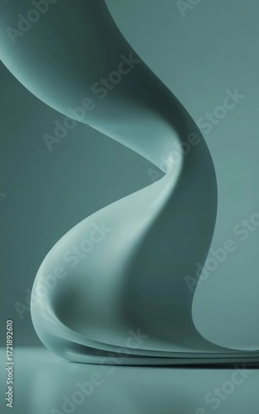 Fototapeta Abstract flowing shape gradient background smooth curve creative minimalist design light teal color flowing motion