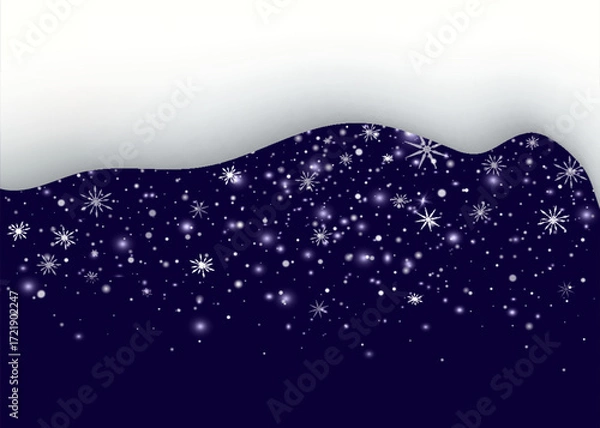 Fototapeta Snow and snowflakes on transparent background. Winter snowfall effect of falling white snow flakes and shining, New Year snowstorm or blizzard realistic backdrop. Christmas or Xmas holidays.