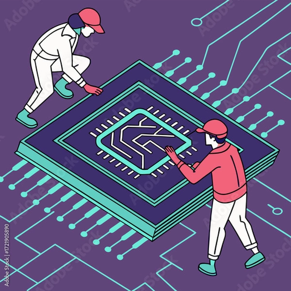 Fototapeta Man in a maze labyrinth game illustration