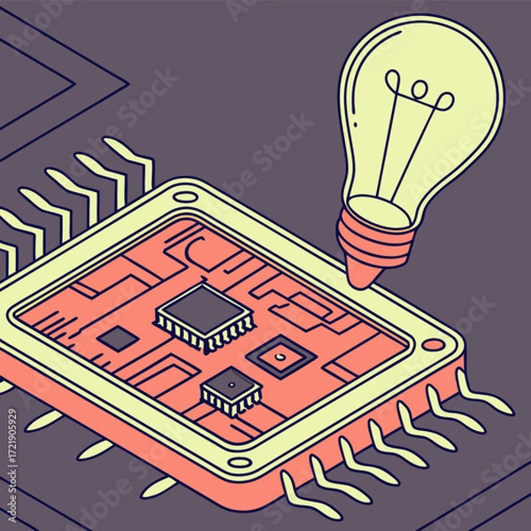 Fototapeta Retro vector labyrinth game with glowing light bulbs illustrating a seamless urban street plan