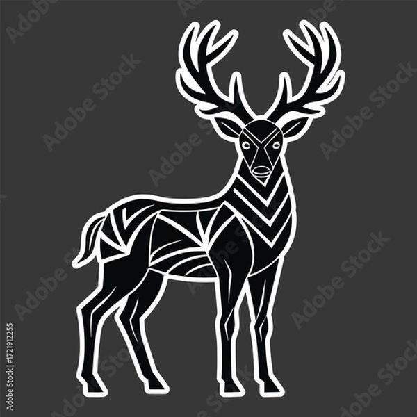 Fototapeta Graphic a stag with geometric patterns deer animal