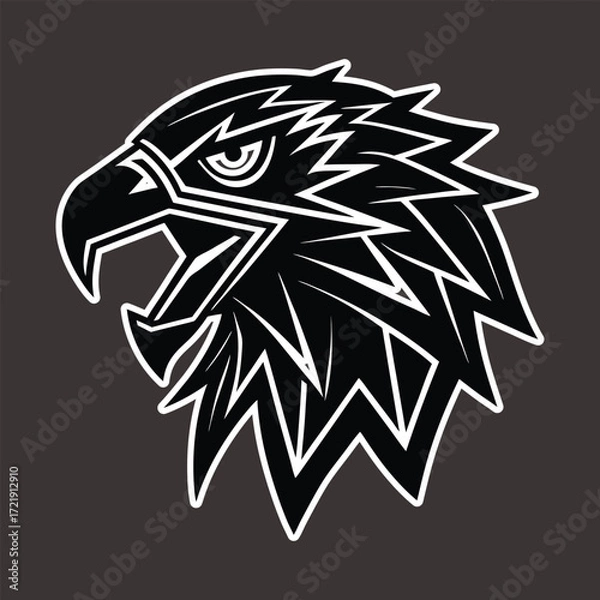 Fototapeta Stylized eagle head with sharp geometric feathers bird animal