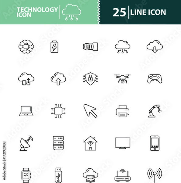 Fototapeta technology icon, digital symbol, innovation icon, smart tech symbol, ai icon, cloud computing icon, data storage icon,