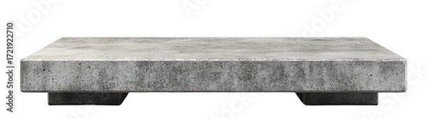 Fototapeta Flat concrete pedestal mockup with smooth top, isolated on transparent cutout background