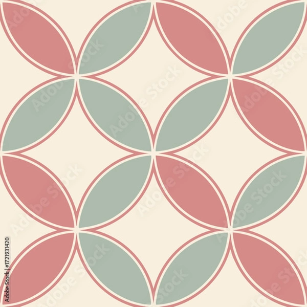 Fototapeta Seamless geometric pattern with overlapping circles on a beige background