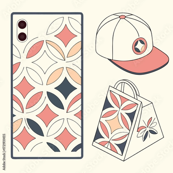 Fototapeta Pattern design for phone case, cap and bag