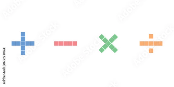 Fototapeta Four Basic Mathematics Symbols. Multiplication, Division, Addition and Subtraction.