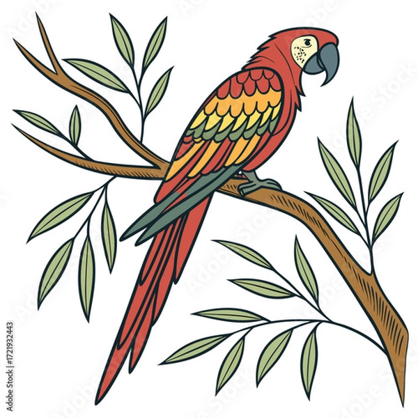Fototapeta Colorful parrot sitting on a branch