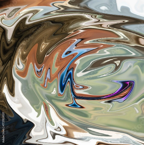Obraz Abstract Liquid Swirl in Earth and Metallic Tones