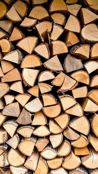 Obraz Stacked firewood, close-up view
