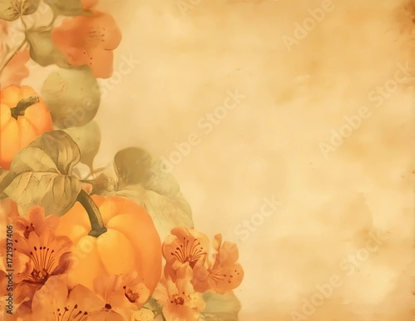 Fototapeta Textured Background Leafy Border