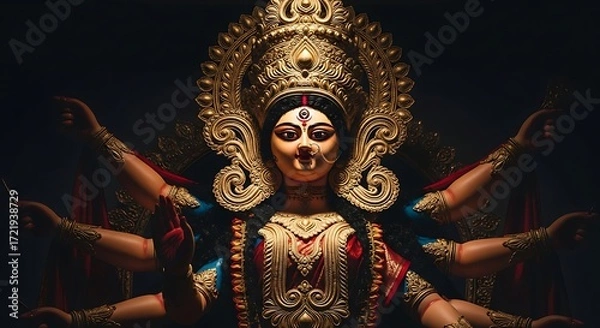 Fototapeta Majestic Goddess Durga Idol with Multiple Arms