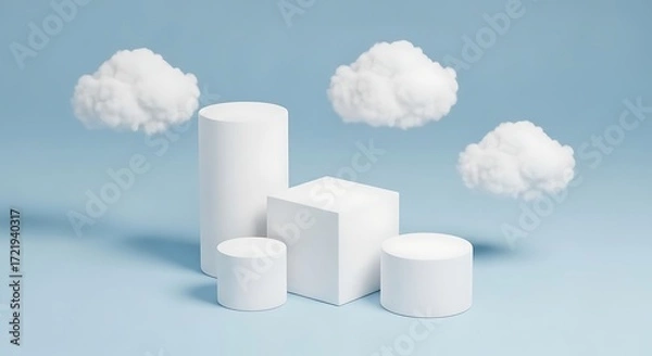 Fototapeta Abstract Product Display with Simulated Sky and Clouds