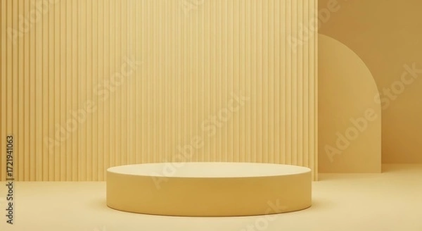 Fototapeta Minimal Yellow Product Display Podium on Abstract Geometric Background