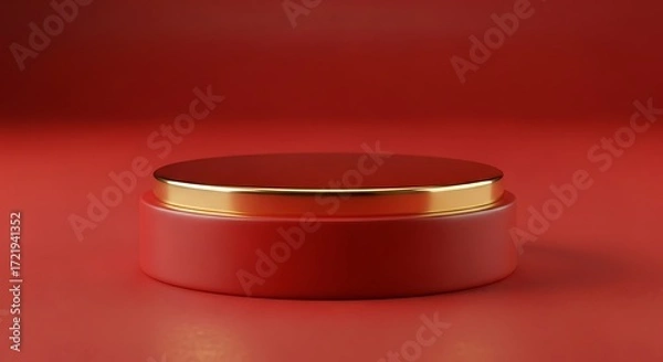 Fototapeta Elegant Red and Gold Podium for Product Presentation Luxury Display Stand Background