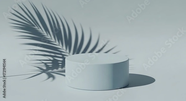 Fototapeta Minimal Product Display Podium with Palm Leaf Shadow