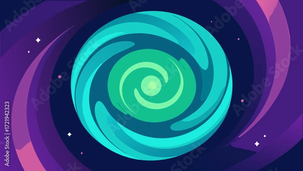 Fototapeta Vibrant blue and pink twirls swirl across a textured digital canvas, creating a dynamic abstract spiral of light and color