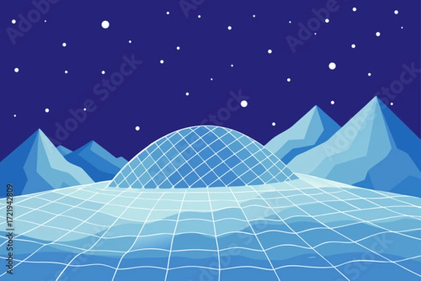 Fototapeta Blue vector wave pattern illustration for a new winter holiday business website banner