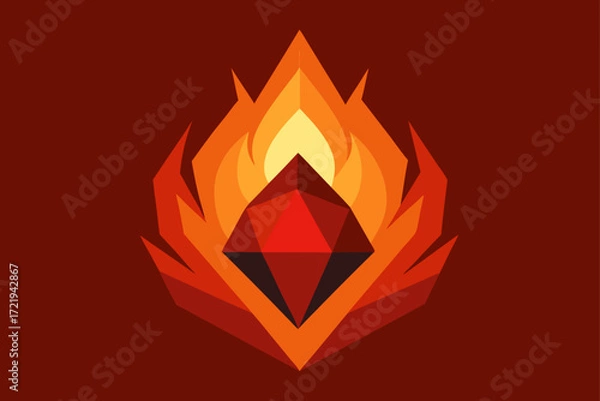 Fototapeta A vibrant vector art illustration features a festive, geometric star design with a red button-like element, perfect for a web celebration concept