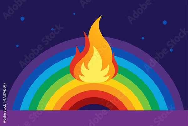 Fototapeta Flaming hot fire icon illustration with a red and orange vector symbol