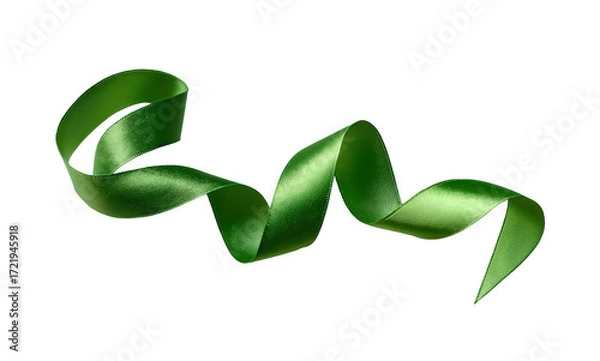 Fototapeta  green ribbon isolated on a white background, studio shot. 