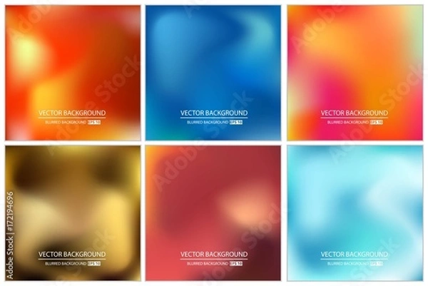 Obraz Abstract Creative concept vector multicolored blurred background set. For Web and Mobile Applications, art illustration template design, business infographic and social media, modern decoration