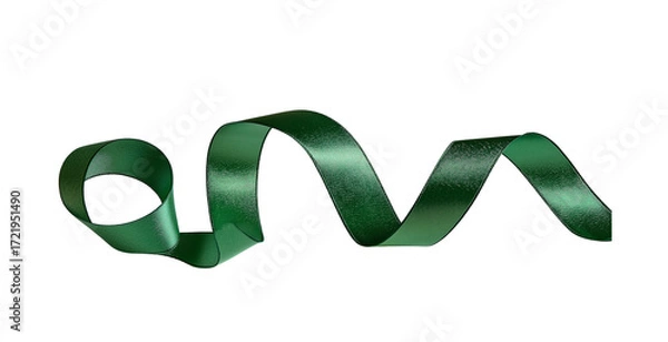 Fototapeta  green ribbon isolated on a white background, studio shot. 