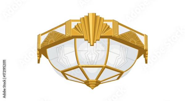 Fototapeta Retro-Inspired Ceiling Light Fixture with Geometric and Sunburst Design