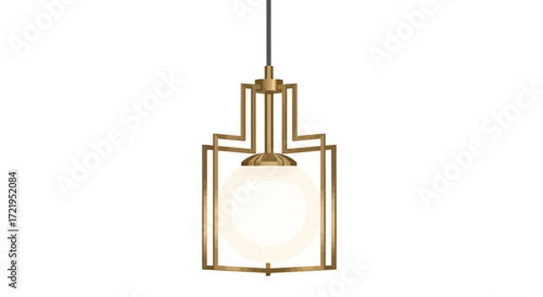 Fototapeta Sophisticated Geometric Pendant Light Fixture with Illuminated Sphere