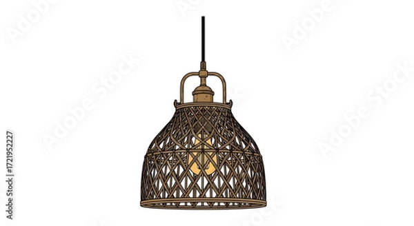 Fototapeta Stylish wicker pendant lamp with unique design and vintage touch