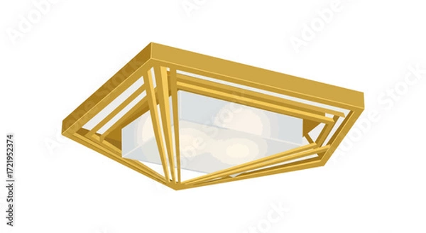 Fototapeta Stylized rendering of a golden geometric ceiling light fixture