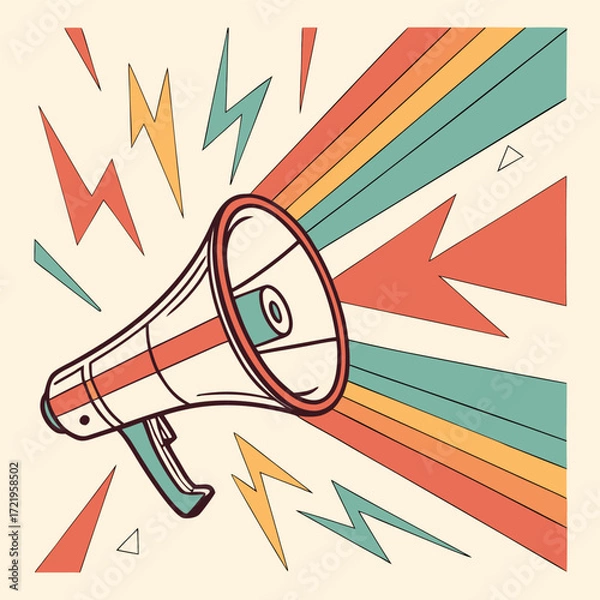 Fototapeta Set of megaphone announcement icons in vector illustration