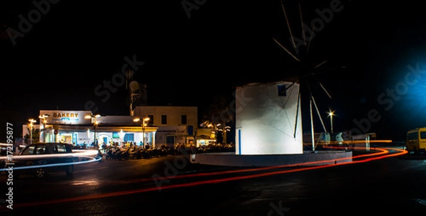 Fototapeta Lighttrails around windmill circle