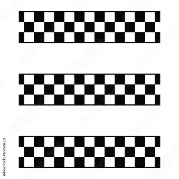 Obraz Three distinct checkerboard border designs perfect for racing and sports themes