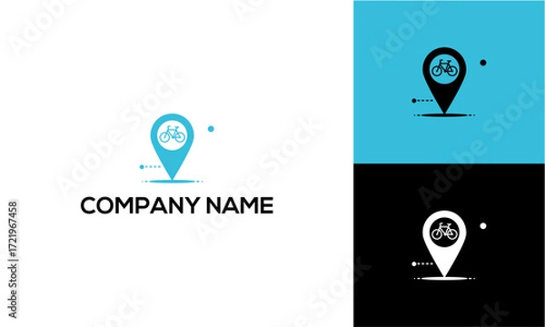 Obraz Bicycle Location Pin Logo Design.