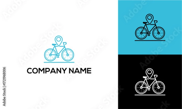 Obraz Bicycle with Location Pin Logo Design for Cycling or Delivery Services.