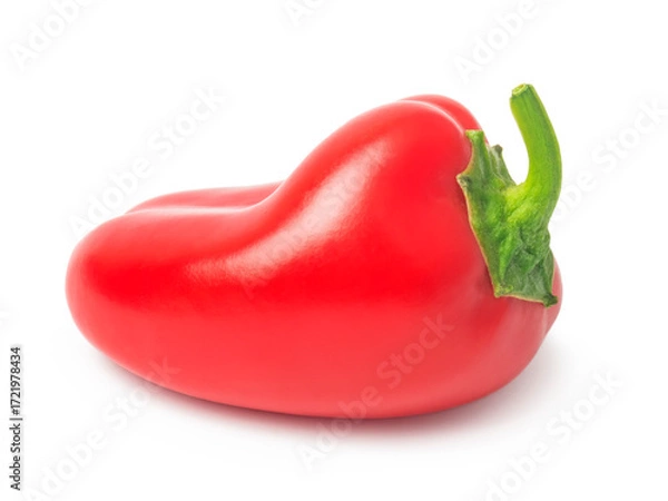 Fototapeta fresh single red pepper isolated on white background