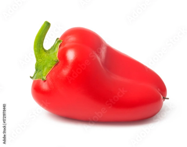 Fototapeta fresh single red pepper isolated on white background