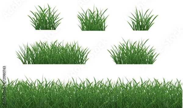 Fototapeta Grass Borders Set With Isolated White Background