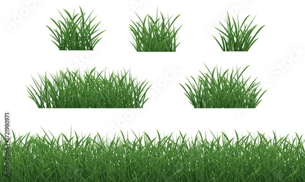 Fototapeta Grass Borders Set With Isolated White Background