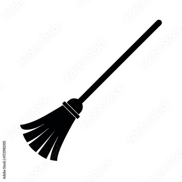 Obraz Minimal Glyph Broom with Long Handle Vector Illustration