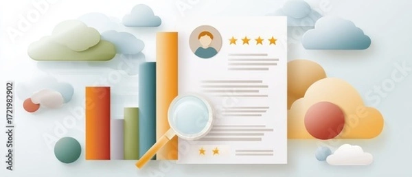 Fototapeta Hiring success metrics infographic on recruitment process business environment chart viewpoint