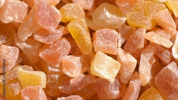 Obraz Full frame of dried sweetened diced papaya.