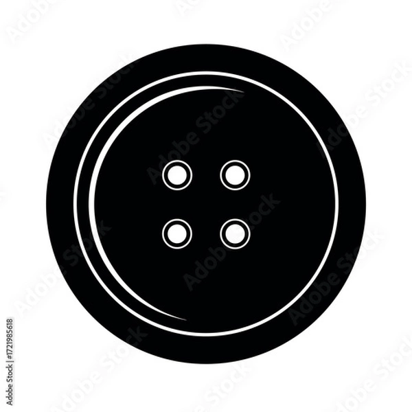 Obraz Minimal Glyph Round Clothing Button with Four Holes Vector Illustration