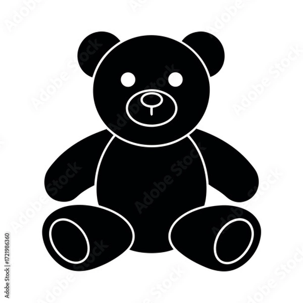 Obraz Minimal Glyph Teddy Bear Plush Toy Sitting Vector Illustration