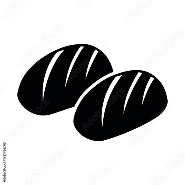 Obraz Minimal Glyph Two Bread Loaves with Scoring Lines Vector Illustration